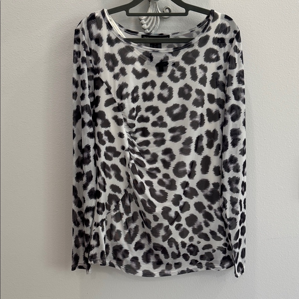 White House Black Market Animal Print Tank Top With Long Sleeve Top